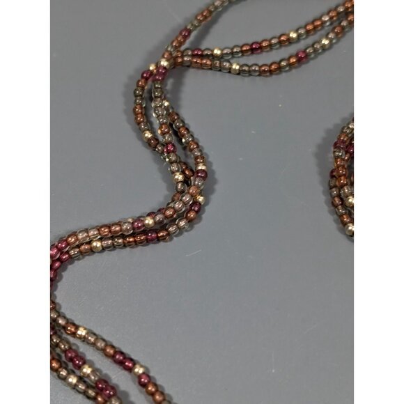 Monet MOP Shell Square Inlay Pendant Red Bead Toggle Necklace Boho 16 in - Picture 5 of 9